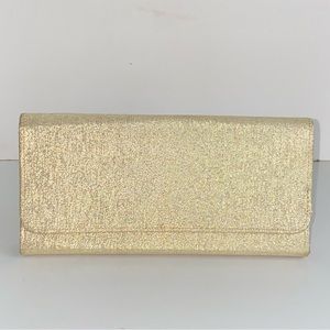 Vintage 1950s Gold Lame Clutch Snap Closure Evening Bag Purse Mid Century Modern